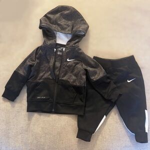 Nike Dri-FIT Baby Tracksuit Set (12M) Hoodie + Joggers | Black/Gray | Unisex
